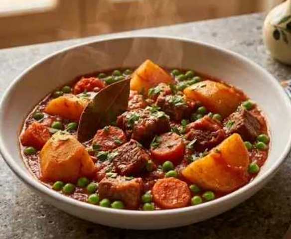 Carne Estufada com Cenoura e Ervilhas