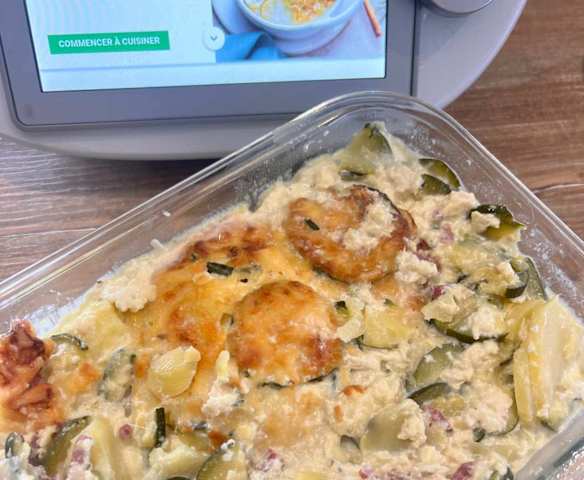 Gratin de courgette, pomme de terre et chèvre
