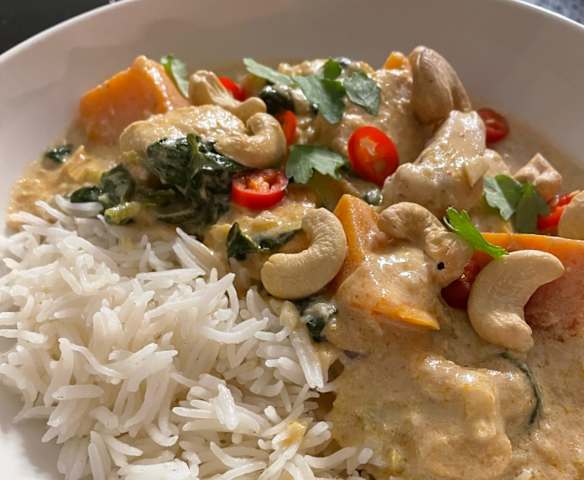 Sweet potato and chicken curry