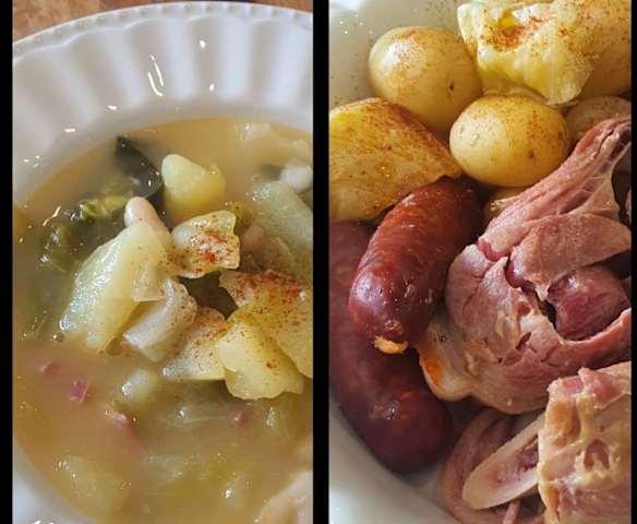 Caldo gallego de repollo con lacón y chorizo
