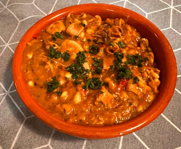 Feijoada de lulas com arroz do Chef Miranda