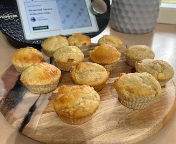 60 second Banana white choc chip muffins/loaf