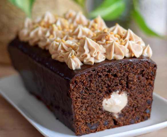 Cake tout choco coeur praliné