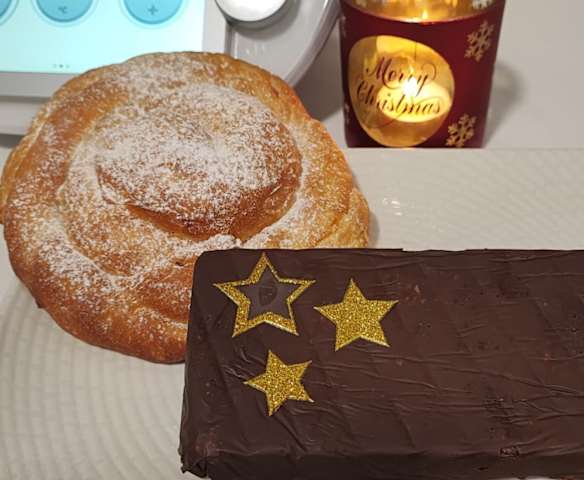 TURRON DE CHOCOLATE CON ENSAIMADA                                     Receta de María Antonia Beltrán