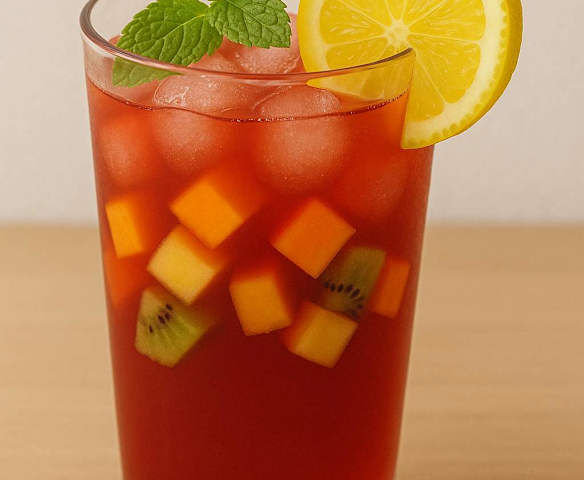 Cocktail sans alcool à l’hibiscus et aux jus de fruits