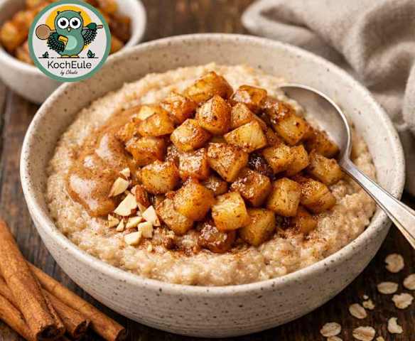 Dinkelgrießbrei - gesunde Mahlzeit mit Blitz-Apfelkompott